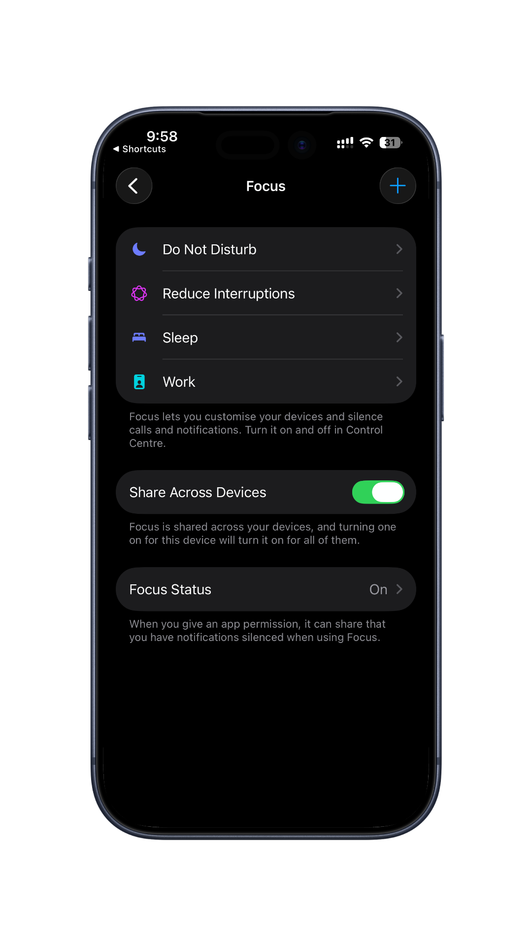 Work Focus location schedule setup
